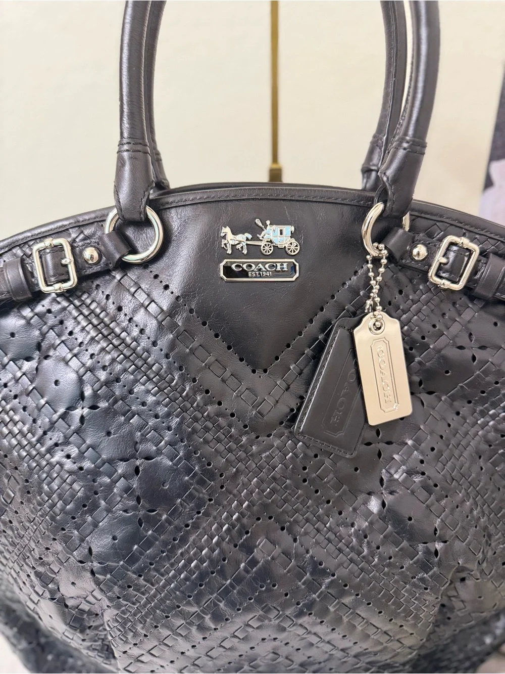 NWOT - Coach Madison Sophia Embossed Woven Satchel - Picture 4 of 10